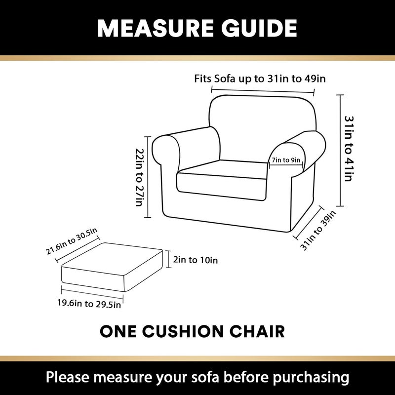 PrinceDeco Velvet Plush Couch Cover Stretch 2 Piece Chair Cover Chair Slipcover Washable Furniture Protector Couch Soft with Elastic Bottom Armchair Cover Width Up to 49 Inch(Small, Grey) - Image 2